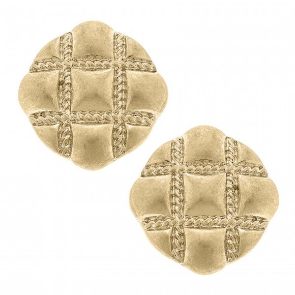 Judson Jewelry - Quilted Diamond Shaped Stud Earrings